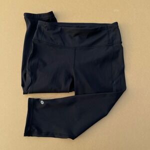 Lululemon Leggings Women 6 Black Athletic Yoga Mesh Crop Tight Pockets